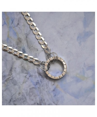 Chocker necklace in 950 silver or gold-plated with hand-carved moon or circular charm, with different chains and extensions t...