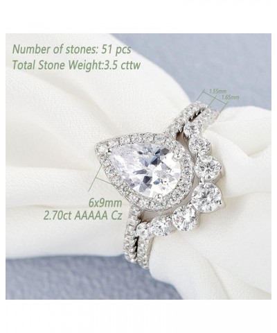 2CT Vintage Engagement Rings Wedding Ring Set for Women Halo Bridal Ring Sets 925 Sterling Silver CZ Pear Halo Silver $18.92 ...