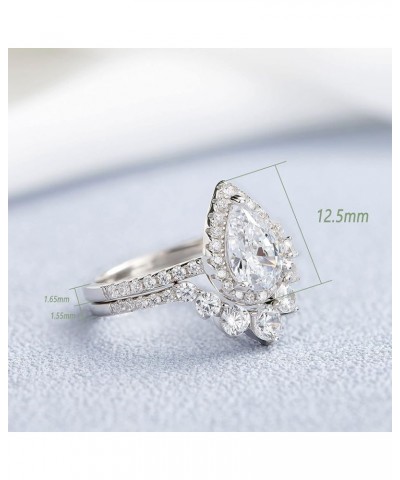 2CT Vintage Engagement Rings Wedding Ring Set for Women Halo Bridal Ring Sets 925 Sterling Silver CZ Pear Halo Silver $18.92 ...