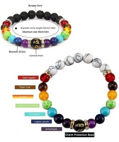 Pulsera Arus 7 Chakras Bracelet For Women Men, 2Pcs/Set Pulsera De Los Para Mujer Health Bangle Lymphatic Drainage 8mm Lava R...