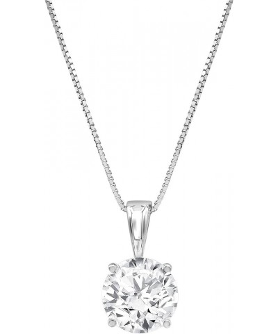 1/2-3.00 Carat, 14K White Gold 4 Prong Set Round-cut Lab Grown Diamond Solitaire Stud Pendant with Chain Necklace | Jewelry f...