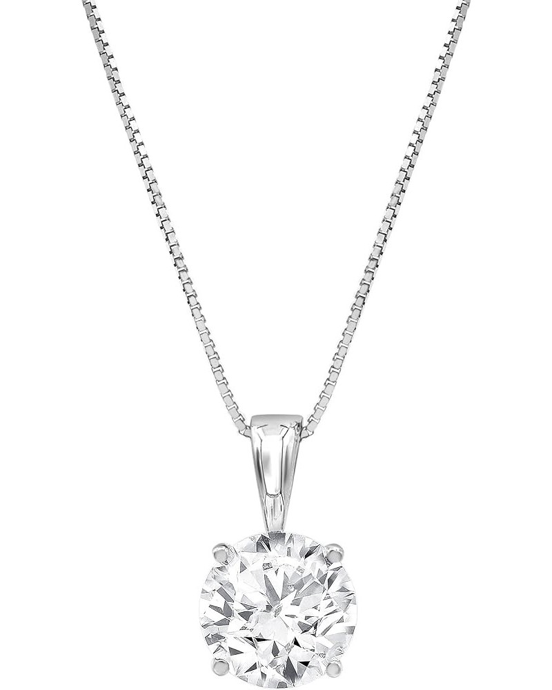 1/2-3.00 Carat, 14K White Gold 4 Prong Set Round-cut Lab Grown Diamond Solitaire Stud Pendant with Chain Necklace | Jewelry f...