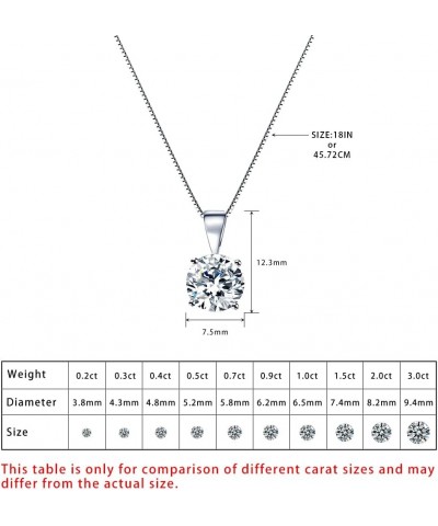 1/2-3.00 Carat, 14K White Gold 4 Prong Set Round-cut Lab Grown Diamond Solitaire Stud Pendant with Chain Necklace | Jewelry f...