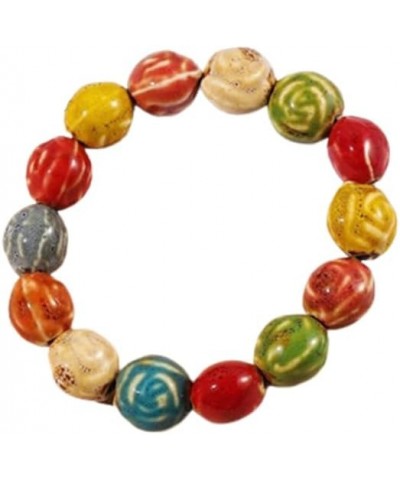 Bohemian Colorful Ceramic Beads Bracelet Flower Glaze Rose Skull Shell Shape Bead Bracelet Rose $5.93 Bracelets