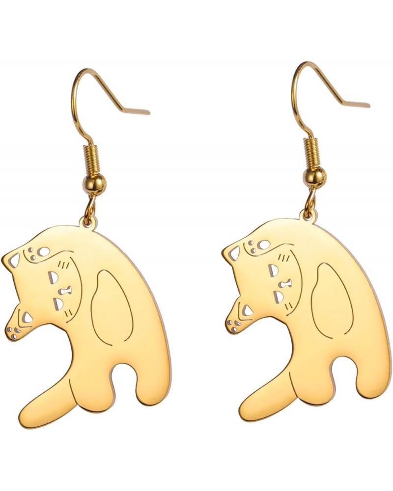 Dangling Cat Earrings Kawaii Aesthetic Funny Cartoon Kitten Drop Dangle Earrings with Hook Animals Lover Birthday Gifts Party...