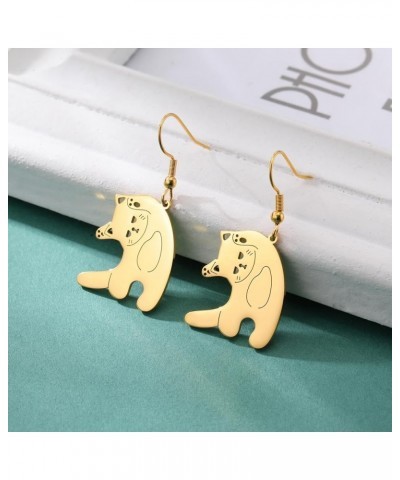 Dangling Cat Earrings Kawaii Aesthetic Funny Cartoon Kitten Drop Dangle Earrings with Hook Animals Lover Birthday Gifts Party...