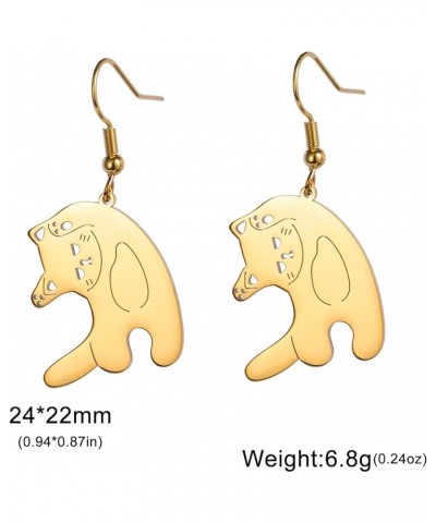 Dangling Cat Earrings Kawaii Aesthetic Funny Cartoon Kitten Drop Dangle Earrings with Hook Animals Lover Birthday Gifts Party...