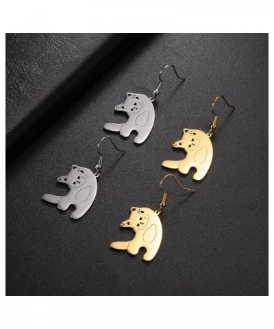 Dangling Cat Earrings Kawaii Aesthetic Funny Cartoon Kitten Drop Dangle Earrings with Hook Animals Lover Birthday Gifts Party...