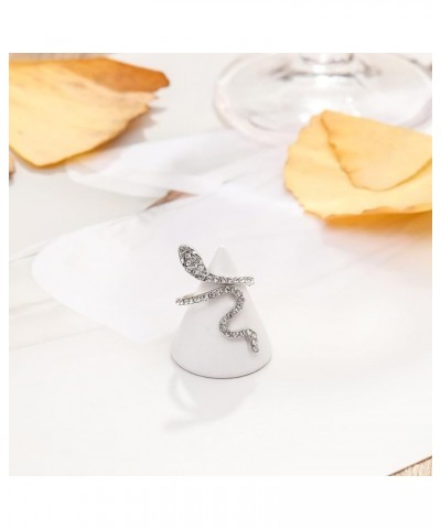 Snake Rings for Women Gold Rhinestones Snake Rings Silver Opening Adjustable Snake Band Rings Gifts for Women Girls silver $7...