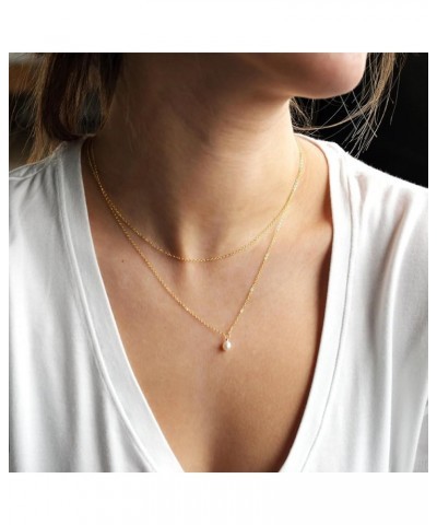 Gold Necklace for Women Layered Pearl Necklace,14k Gold Plated Waterproof Non Tarnish Layered Chain Pearl Choker Necklace Gol...