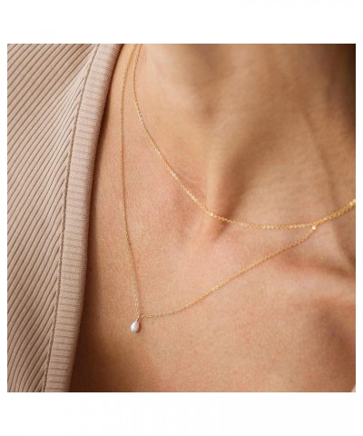 Gold Necklace for Women Layered Pearl Necklace,14k Gold Plated Waterproof Non Tarnish Layered Chain Pearl Choker Necklace Gol...