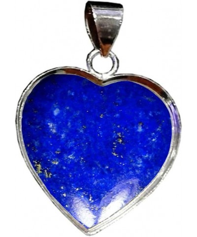 Choose Your Gemstone Pendants Heart Shape Sterling Silver 18K Gold Plated Locket For Men Women natural-cabachon-Lapis-Lazuli ...