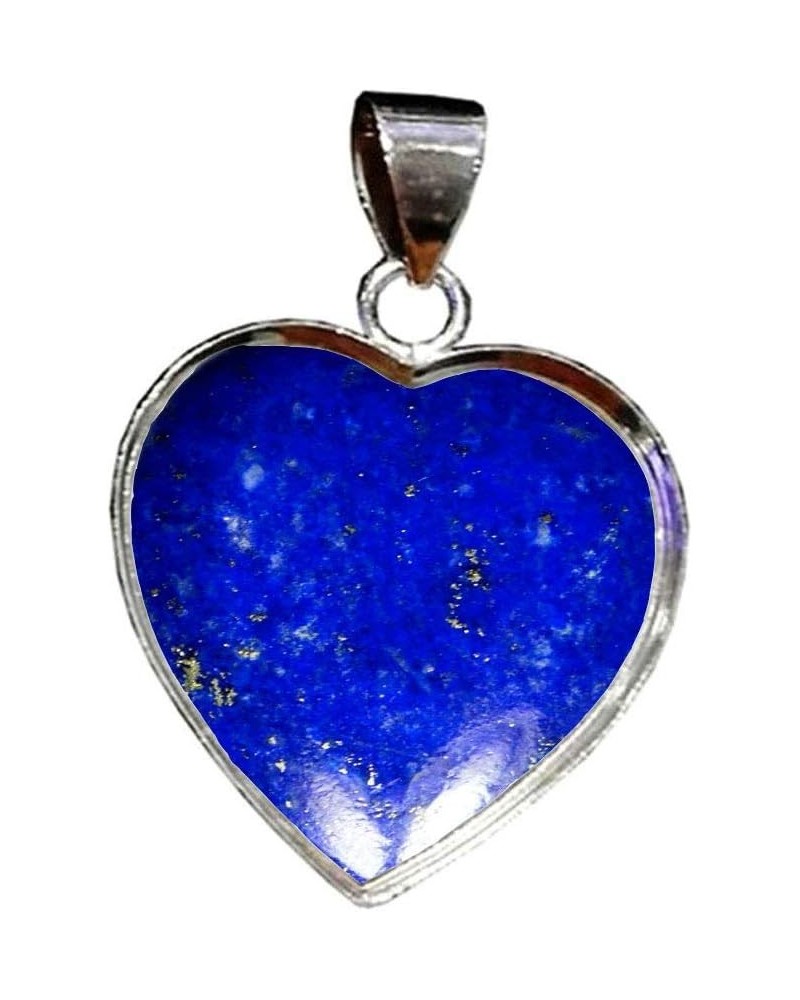 Choose Your Gemstone Pendants Heart Shape Sterling Silver 18K Gold Plated Locket For Men Women natural-cabachon-Lapis-Lazuli ...