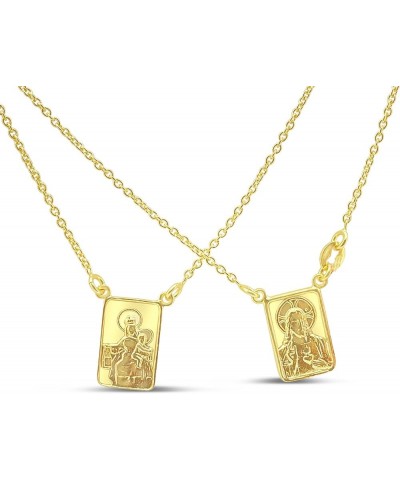 FRONAY Scapular Necklace, Double Sided Escapulario Pendant, Religious Fine Jewelry, Made in Italy Gold $25.20 Necklaces