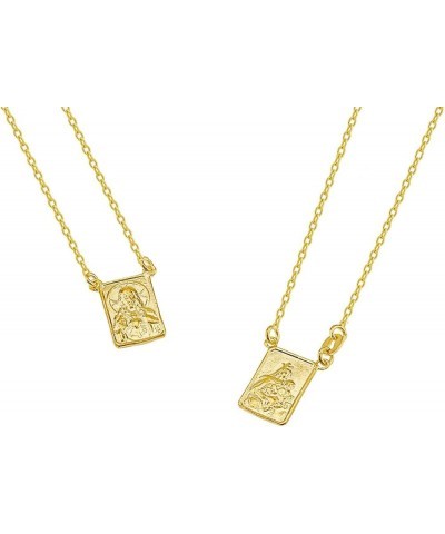 FRONAY Scapular Necklace, Double Sided Escapulario Pendant, Religious Fine Jewelry, Made in Italy Gold $25.20 Necklaces