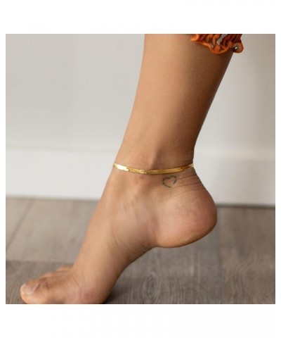 Gold Ankle Bracelets for Women, 14K Gold Anklets for Women Waterproof Cuban Link Anklets Set Layered Anklet Bracelets for Wom...