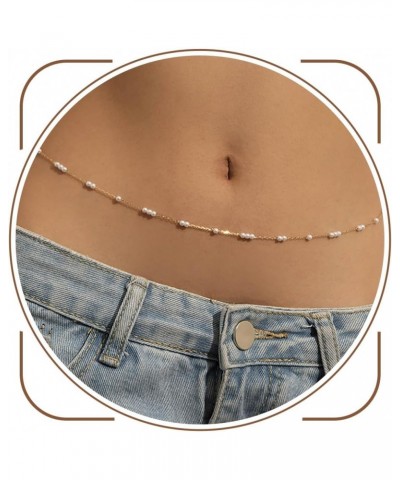 Pearl Belly Body Chains Gold Waist Chain Beach Bikini Fashion Body Jewelry Accessories for Women and Girls $7.55 Body Jewelry