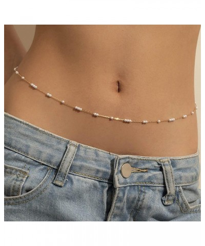 Pearl Belly Body Chains Gold Waist Chain Beach Bikini Fashion Body Jewelry Accessories for Women and Girls $7.55 Body Jewelry