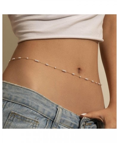 Pearl Belly Body Chains Gold Waist Chain Beach Bikini Fashion Body Jewelry Accessories for Women and Girls $7.55 Body Jewelry