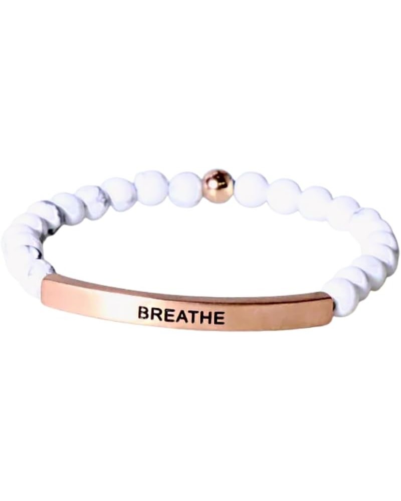 Hope Collection Unisex Stretchable Bracelets - (BREATHE) Howlite Marble $35.07 Bracelets