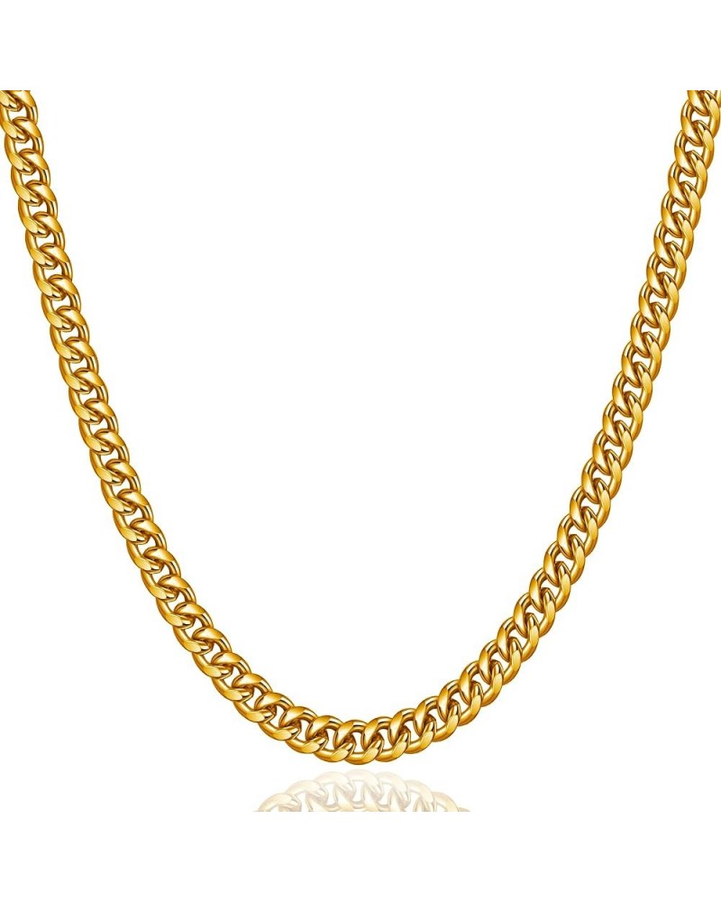 Gold/Silver 6mm Cuban Link Chain for Men Stainless Steel Necklace for Boys Women 18/20/22/24 /26/28Inch Jewelry Gifts 26in(65...