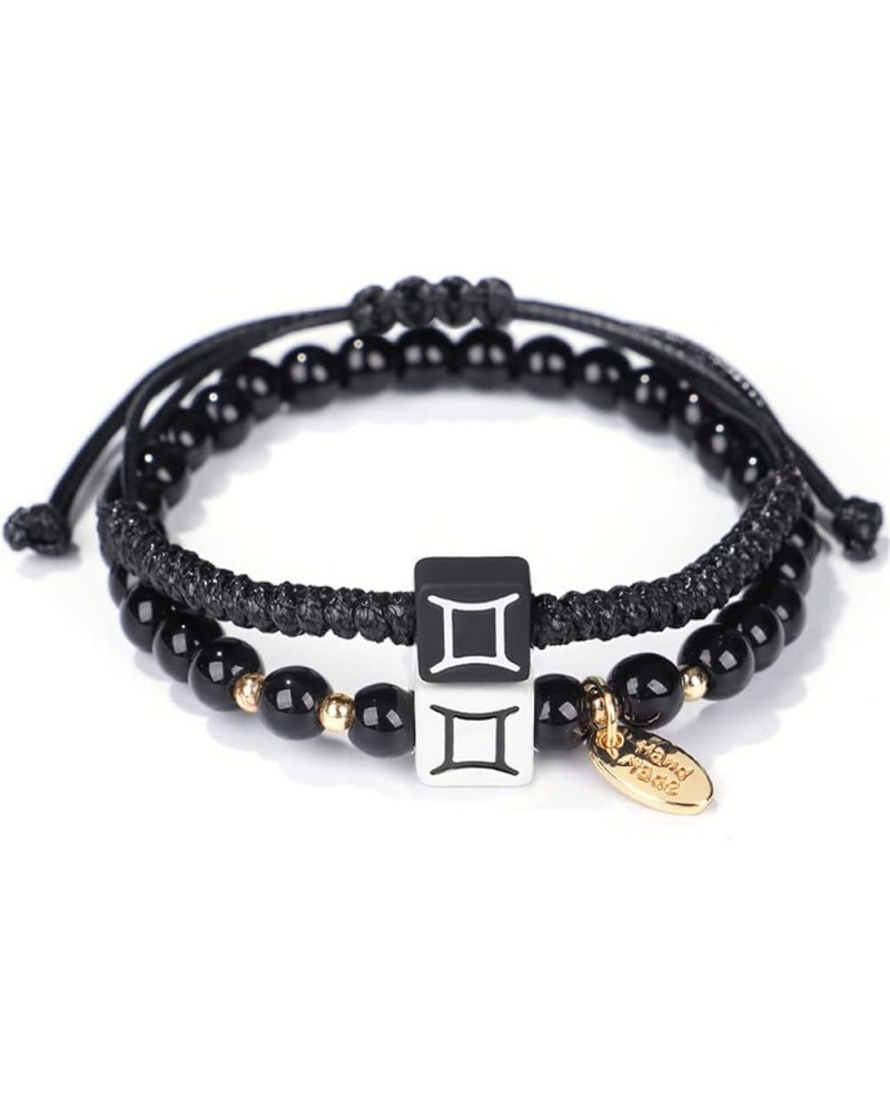 Constellation Bracelet 12 Zodiac Handmade Weave Obsidian Beaded Constellation Bracelet for Women Men Jewelry 2Pcs Gemini $9.8...