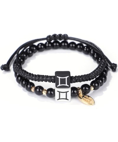 Constellation Bracelet 12 Zodiac Handmade Weave Obsidian Beaded Constellation Bracelet for Women Men Jewelry 2Pcs Gemini $9.8...