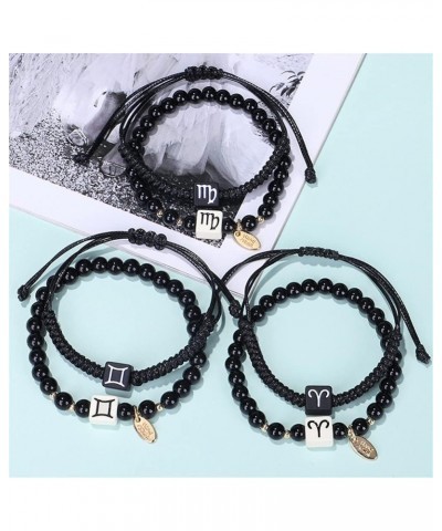 Constellation Bracelet 12 Zodiac Handmade Weave Obsidian Beaded Constellation Bracelet for Women Men Jewelry 2Pcs Gemini $9.8...