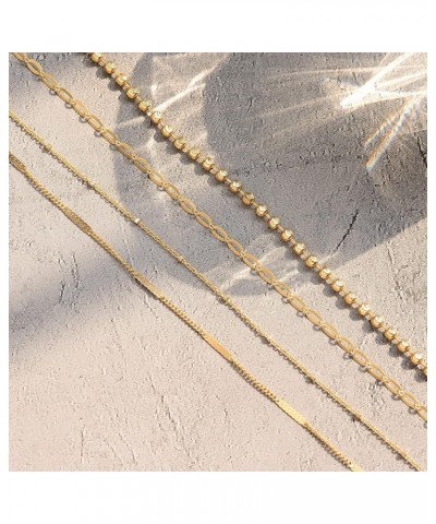 Dainty Gold Link Chain Anklet,14K Gold Plated Handmade Cute Dainty Anklet for Women Chain bar $9.67 Anklets