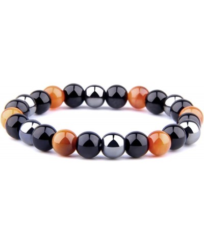 2-3Pcs Black Obsidian Tiger Eye Stone Bead Hematite Bracelet Set Triple Protection Stress Anxiety Relief Stretchy Bracelet fo...