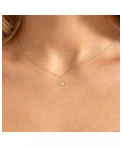 Gold Necklace for Women 14K Gold Plated Dainty Star of David Necklace Simple Moon and Star Necklace Sun Lotus Pendant Necklac...