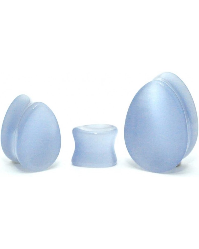 Pair of Concave Grey Cat Eye Teardrop Plugs (STN-690) 2g (6mm) $11.82 Body Jewelry