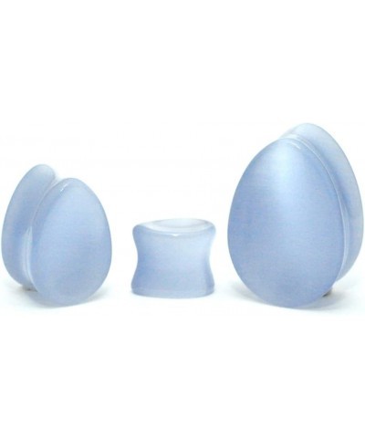 Pair of Concave Grey Cat Eye Teardrop Plugs (STN-690) 2g (6mm) $11.82 Body Jewelry