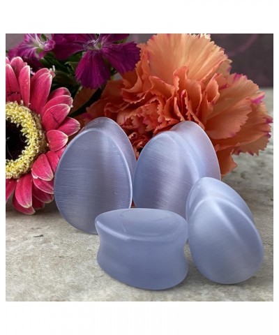 Pair of Concave Grey Cat Eye Teardrop Plugs (STN-690) 2g (6mm) $11.82 Body Jewelry