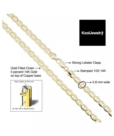 Solid 14k Yellow Gold Filled Mariner Link Chain Necklace for Men and Women (3.3 mm, 4 mm, 5 mm, 5.8 mm or 7.8 mm) 22 inch 5.8...