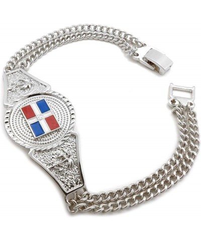 Dominican Republic, Jamaica Flag Center Piece 8 Inches Cuban Link Chain Bracelet in Gold or Silver Tone Dominican Republic - ...