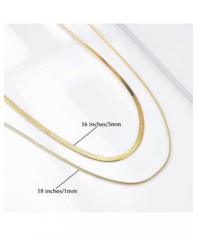 Dainty Gold Layered Necklaces Snake Chain Herringbone Necklace Jewelry Set for Women Girls $5.21 Necklaces