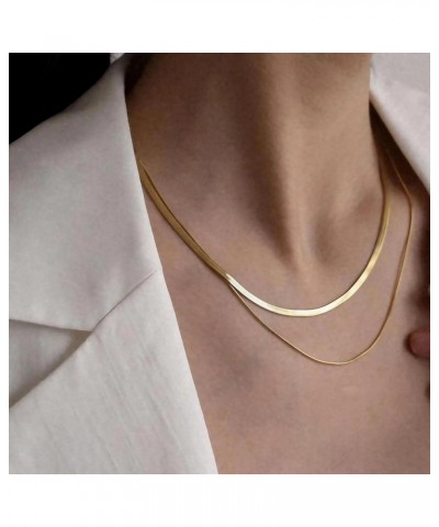 Dainty Gold Layered Necklaces Snake Chain Herringbone Necklace Jewelry Set for Women Girls $5.21 Necklaces