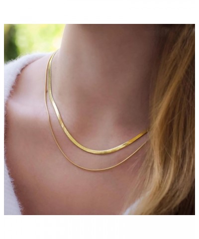 Dainty Gold Layered Necklaces Snake Chain Herringbone Necklace Jewelry Set for Women Girls $5.21 Necklaces