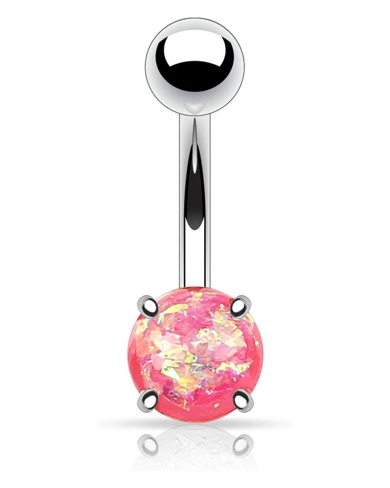 14G Opal Glitter Prong Set 316L Surgical Steel Belly Button Rings Pink Color $8.69 Body Jewelry