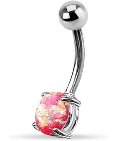 14G Opal Glitter Prong Set 316L Surgical Steel Belly Button Rings Pink Color $8.69 Body Jewelry