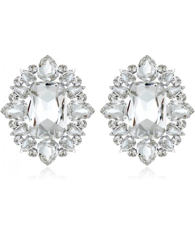 Crystal Bridal Wedding Earrings, Sparkle Cluster Studs Large Lightweight Stud Earrings for Women Bridesmaid Gift $12.18 Earrings