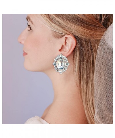 Crystal Bridal Wedding Earrings, Sparkle Cluster Studs Large Lightweight Stud Earrings for Women Bridesmaid Gift $12.18 Earrings