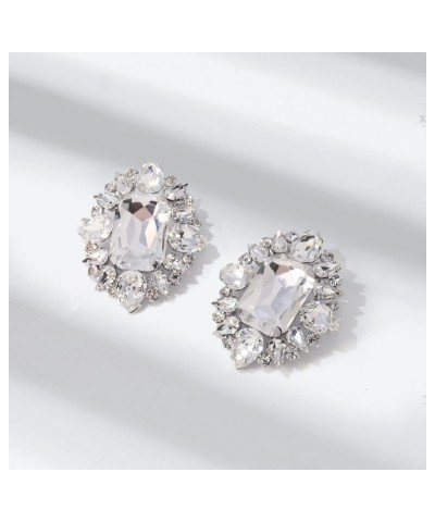 Crystal Bridal Wedding Earrings, Sparkle Cluster Studs Large Lightweight Stud Earrings for Women Bridesmaid Gift $12.18 Earrings