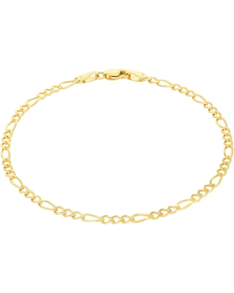 14k Yellow Gold 2.5mm Solid Figaro Chain Link Bracelet or Anklet, Womens Jewelry 7" 7.5" 8" 8.5" 9 Yellow 7.5 $96.52 Anklets