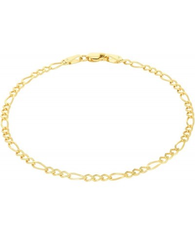 14k Yellow Gold 2.5mm Solid Figaro Chain Link Bracelet or Anklet, Womens Jewelry 7" 7.5" 8" 8.5" 9 Yellow 7.5 $96.52 Anklets