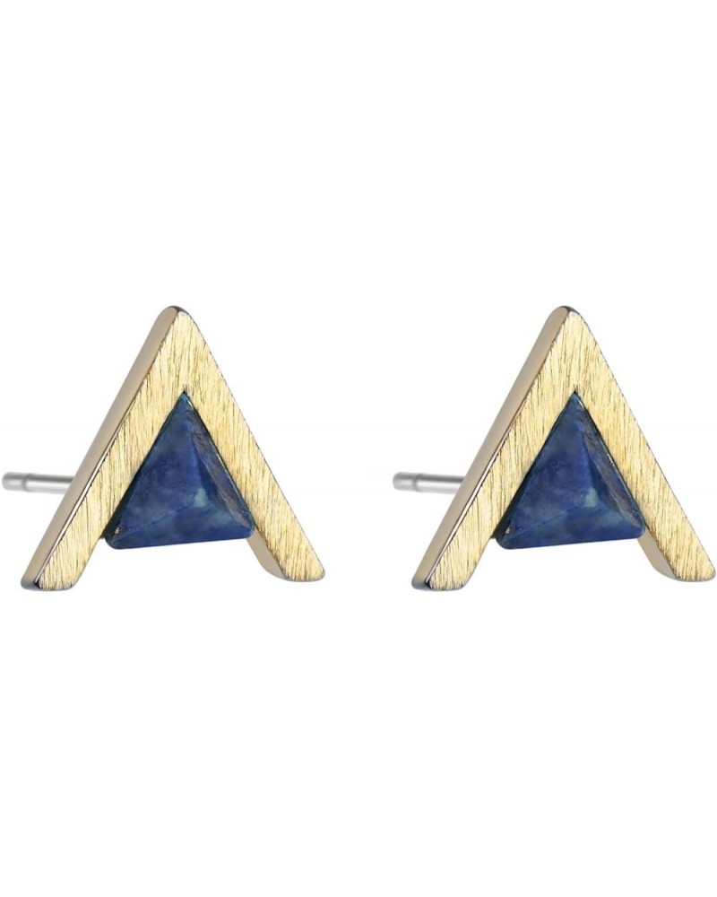 MY FAVORITE DRAWER Gemstone Stud Earrings for Women 18K Gold Plated Small Turquoise Lapis Lazuli Howlite Earrings Simple Geom...