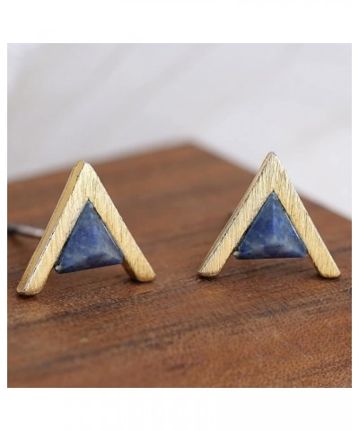 MY FAVORITE DRAWER Gemstone Stud Earrings for Women 18K Gold Plated Small Turquoise Lapis Lazuli Howlite Earrings Simple Geom...