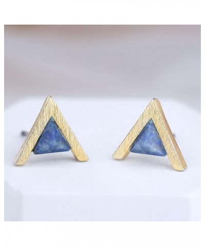 MY FAVORITE DRAWER Gemstone Stud Earrings for Women 18K Gold Plated Small Turquoise Lapis Lazuli Howlite Earrings Simple Geom...