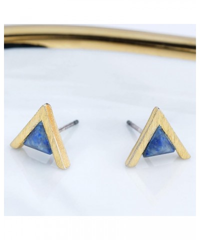 MY FAVORITE DRAWER Gemstone Stud Earrings for Women 18K Gold Plated Small Turquoise Lapis Lazuli Howlite Earrings Simple Geom...